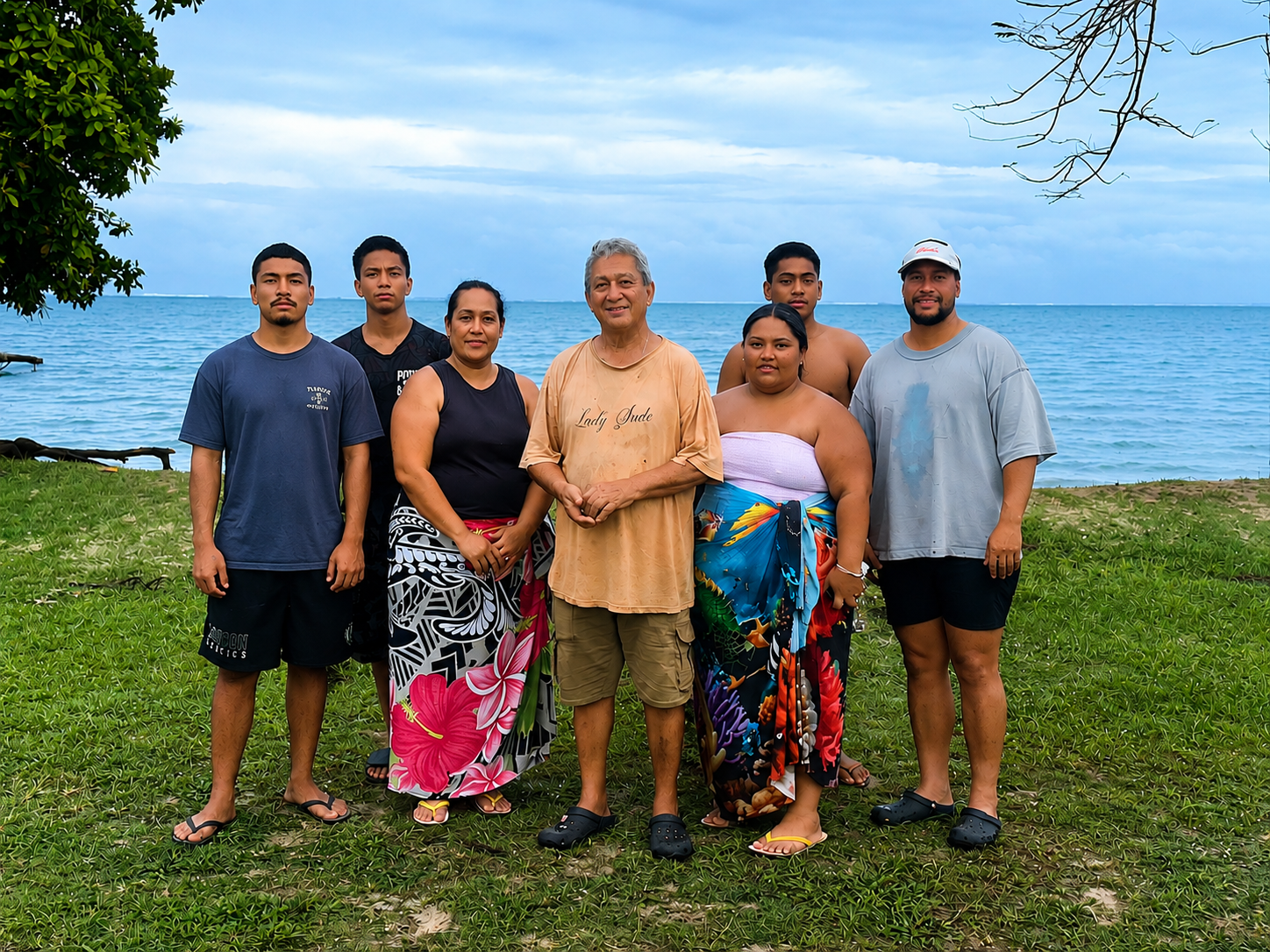 The family at Vaiula Beach Fales